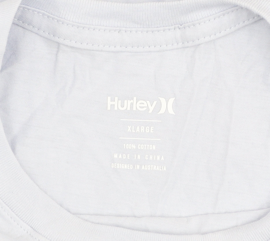 Hurley Men’s White XL Cotton Logo Crew Neck Short Sleeve T-Shirt