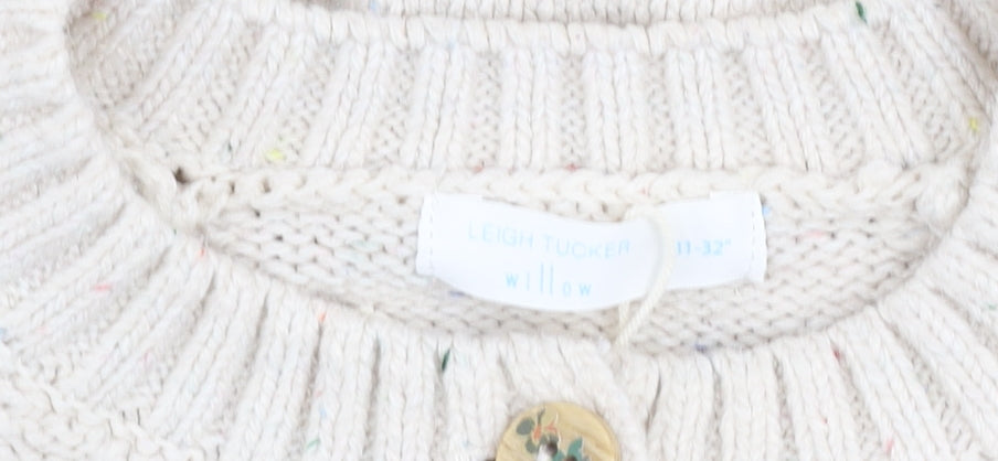 Leigh Tucker Willow Girls Beige Cable Knit Button Cardigan 11-12 Years