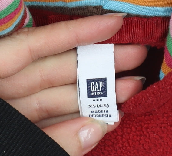 GAP Kids Girls Red Fleece Hoodie XS 4-5 Years Pullover Sweatshirt