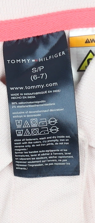 Tommy Hilfiger Girls Pink Flamingo Sleeveless Polo Shirt 6-7 Years