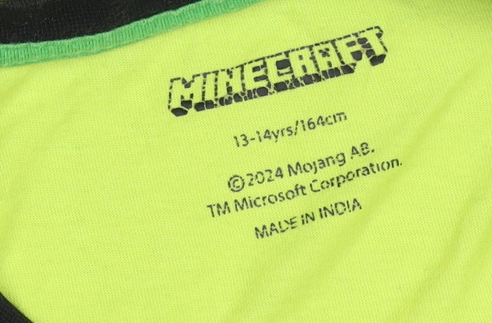 Minecraft Boys Green Creeper T-Shirt 13-14 Years Short Sleeve Cotton