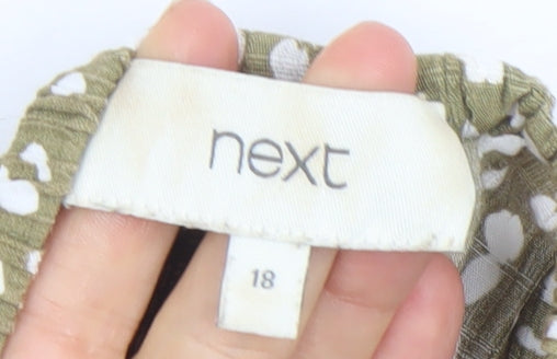 Next Womens Green White Spot Playsuit Size 18 Off Shoulder Short Sleeve