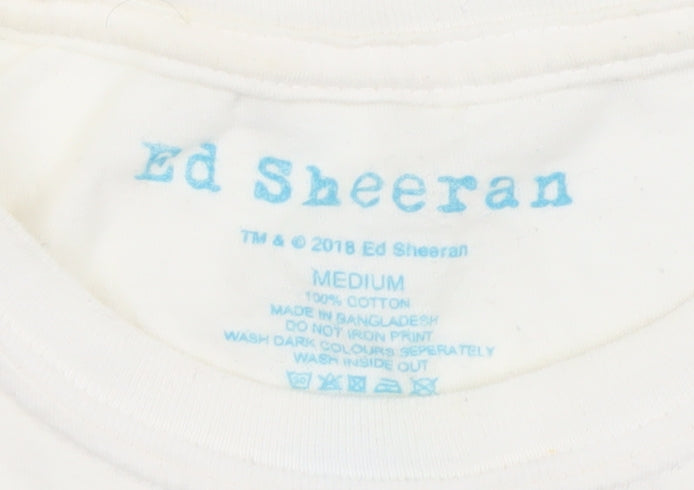 Ed Sheeran Women's White Medium Cotton Concert T-Shirt
