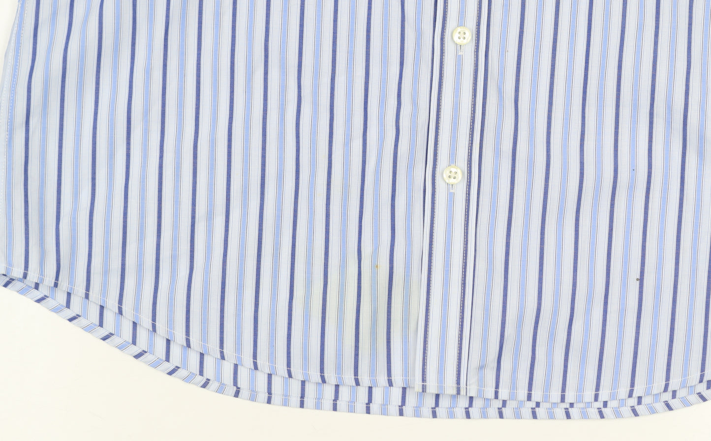 Simon Carter Men's Blue Striped Cotton Long Sleeve Dress Shirt 16 41cm