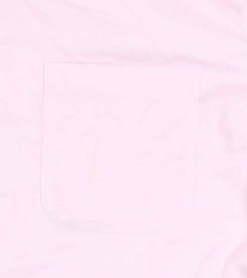 Tasso Elba Men's Pink Regular Fit Non-Iron Cotton Dress Shirt L 16.5