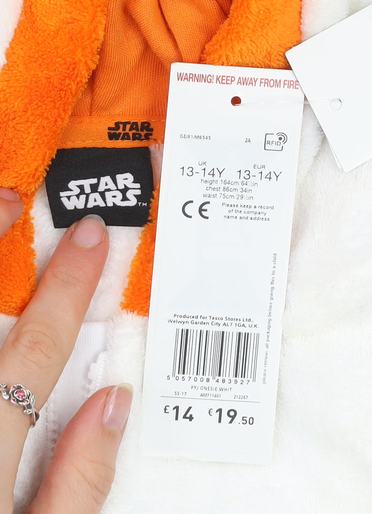 Star Wars Boys White and Orange BB-8 Fleece One Piece 13-14 Years