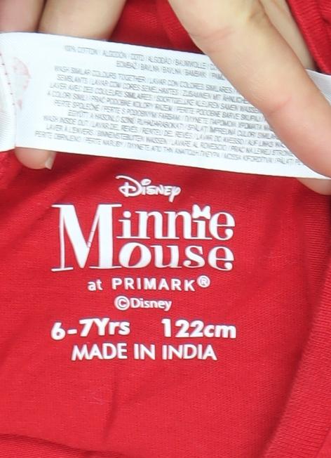 Disney Minnie Mouse Girls Red Long Sleeve Nightshirt 6-7 Years