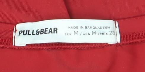 Pull&Bear Women's Red Slim Fit Long Sleeve Basic T-Shirt M