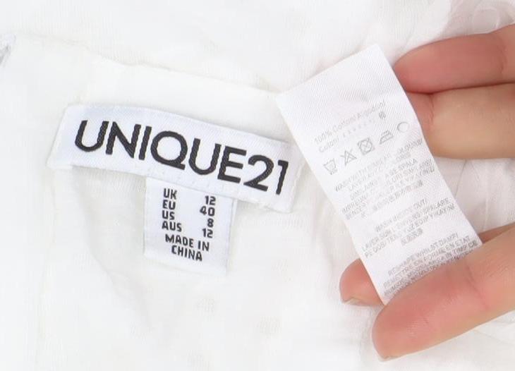 Uniqlo Women’s White Cotton Eyelet Slip Dress Size 12 Summer Casual