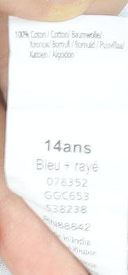 The Simpsons Girls Blue Striped Bart Surf T-Shirt 14 Years 100% Cotton