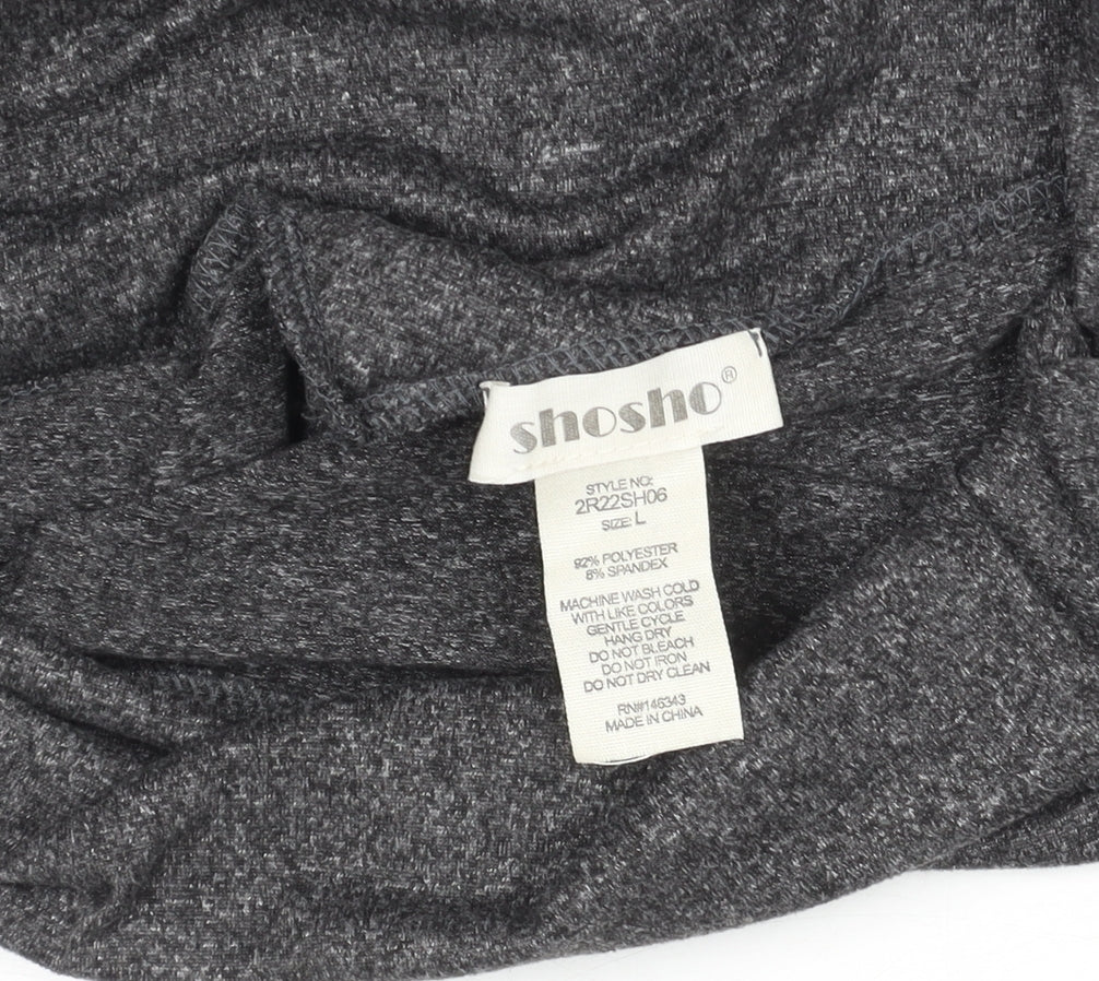 Shosho Womens Grey Biker Shorts L Stretch Activewear Fitness Yoga