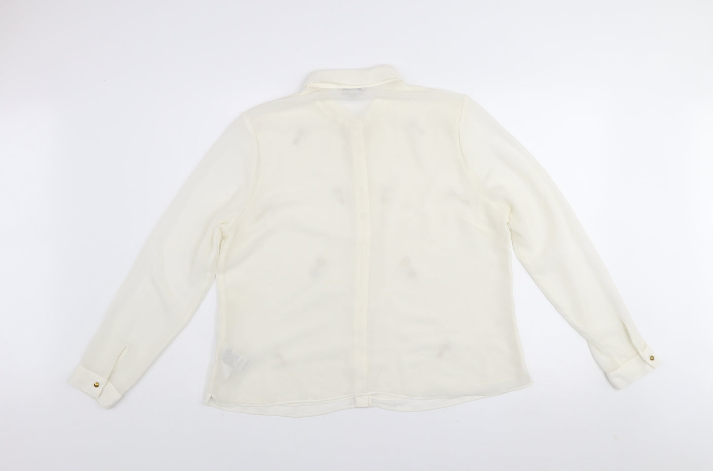 Marks and Spencer Limited Edition Women Ivory Key Embellished Long Sleeve Blouse Size 16