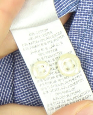 Maine New England Men's Blue 2XL Button Down Long Sleeve Cotton Blend Dress Shirt