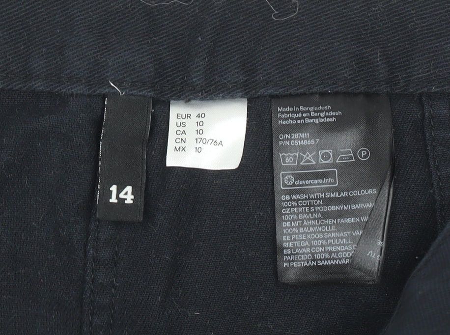 Women’s Black A-Line Denim Skirt Size 14 Button Front Cotton