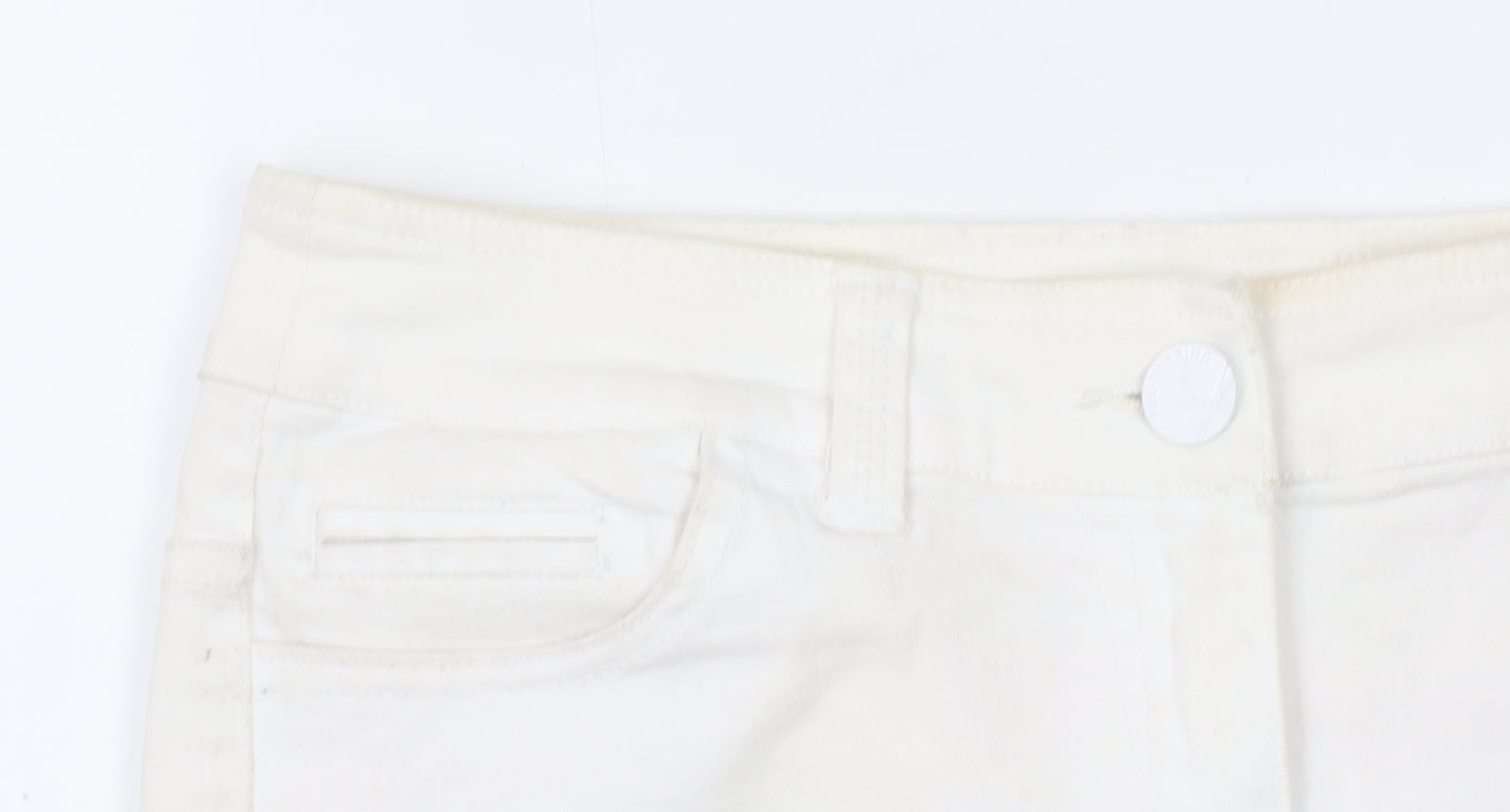 Red Herring Women’s Ivory Denim Mini Skirt Size 8 Stretch Casual