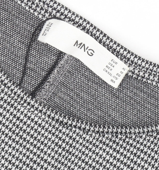 MNG Women’s Grey Houndstooth Shift Dress Size 14 Short Sleeve