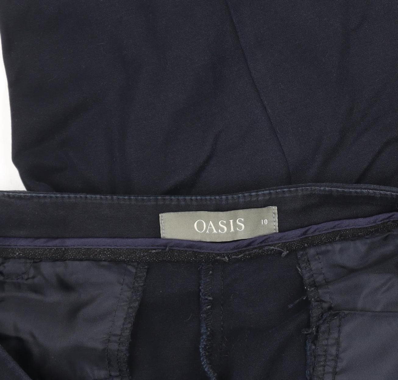 Oasis Women's Blue Chino Trousers Size 10 Slim Fit Cotton Blend