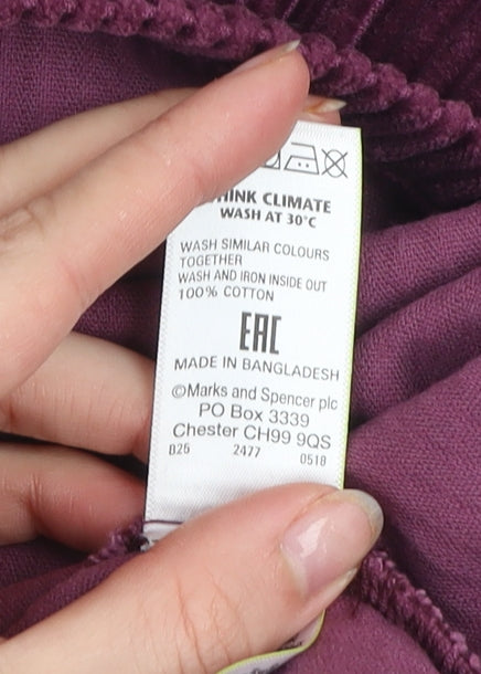 Marks and Spencer Women’s Purple Corduroy A-Line Skirt UK 12 Knee Length