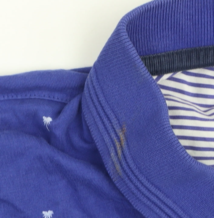 Ted Baker Men's Blue Palm Print Cotton Polo Shirt Size L