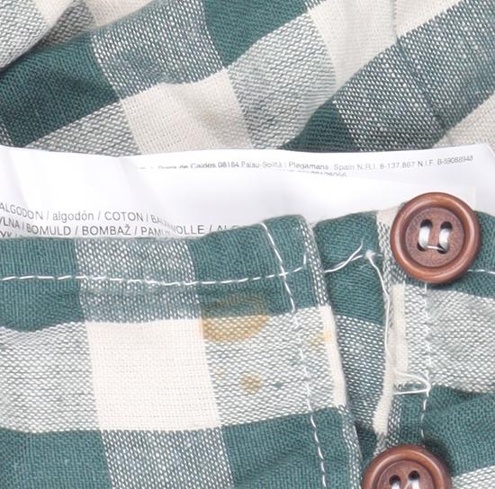 MNG Women Green Check Pinafore Dress Size 8 Cotton Linen