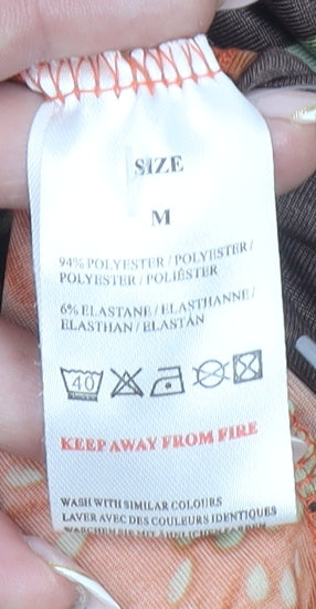 QED London Women's Orange Floral Off Shoulder Playsuit Size M