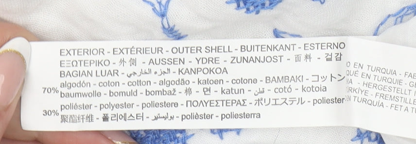 Zara Girls White Blue Floral Embroidered A-Line Dress 4-5 Years