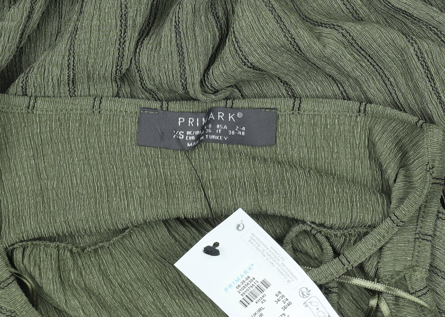 Primark Women Green XS Halter Striped Midi Slip Dress