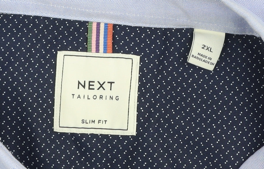 Next Men's Blue Slim Fit 2XL Button-Down Long Sleeve Formal Shirt