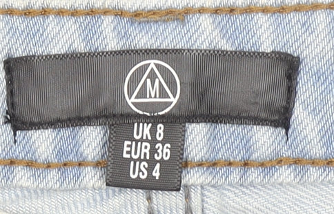 Motel Women’s Blue Distressed Denim Bermuda Shorts UK 8