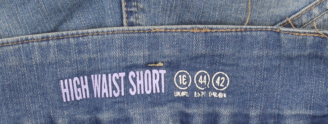 Denim Co. Women Blue Size 16 High Waist Denim Hot Pants Shorts