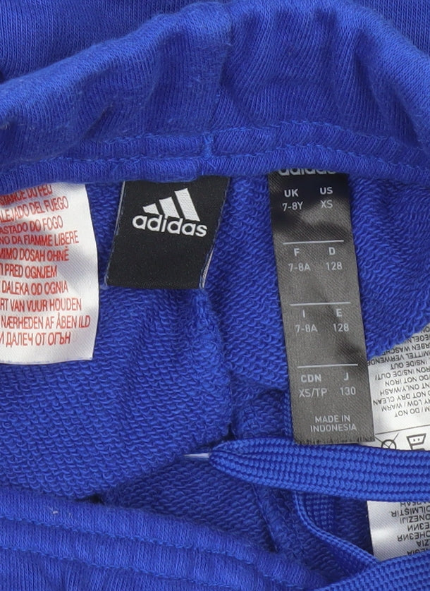 Adidas Boys Blue Sweat Shorts 7-8 Years XS Cotton Blend Activewear