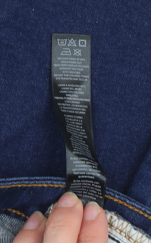 Dunnes Womens Blue Denim Bermuda Shorts Size 14 Stretch Casual