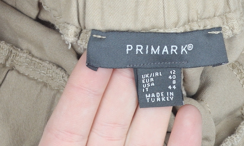 Primark Womens Beige Cargo Shorts Size 12 with Belted Design
