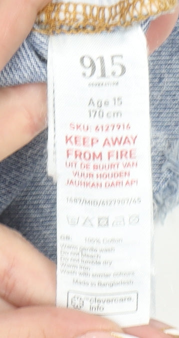 New Look Girls Blue Denim Dungaree Shorts Age 15 Adjustable Straps