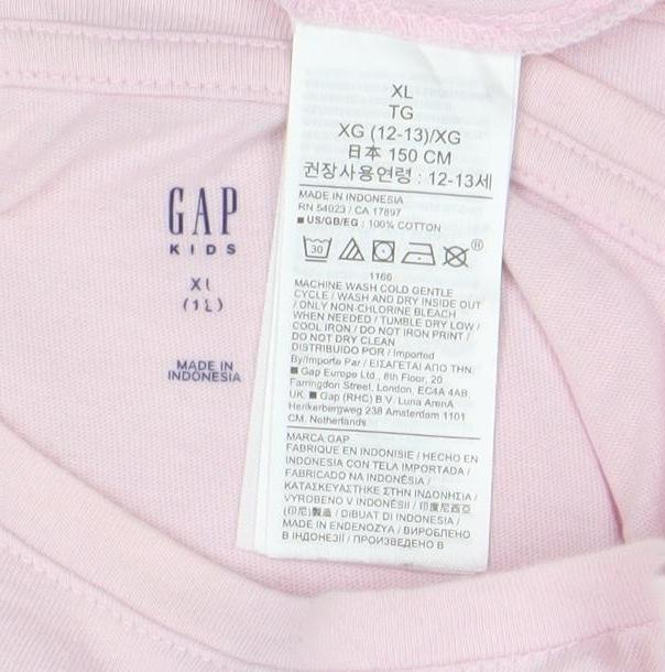 GAP Kids Girls Pink Paris Graphic Cotton T-Shirt 12-13 Years