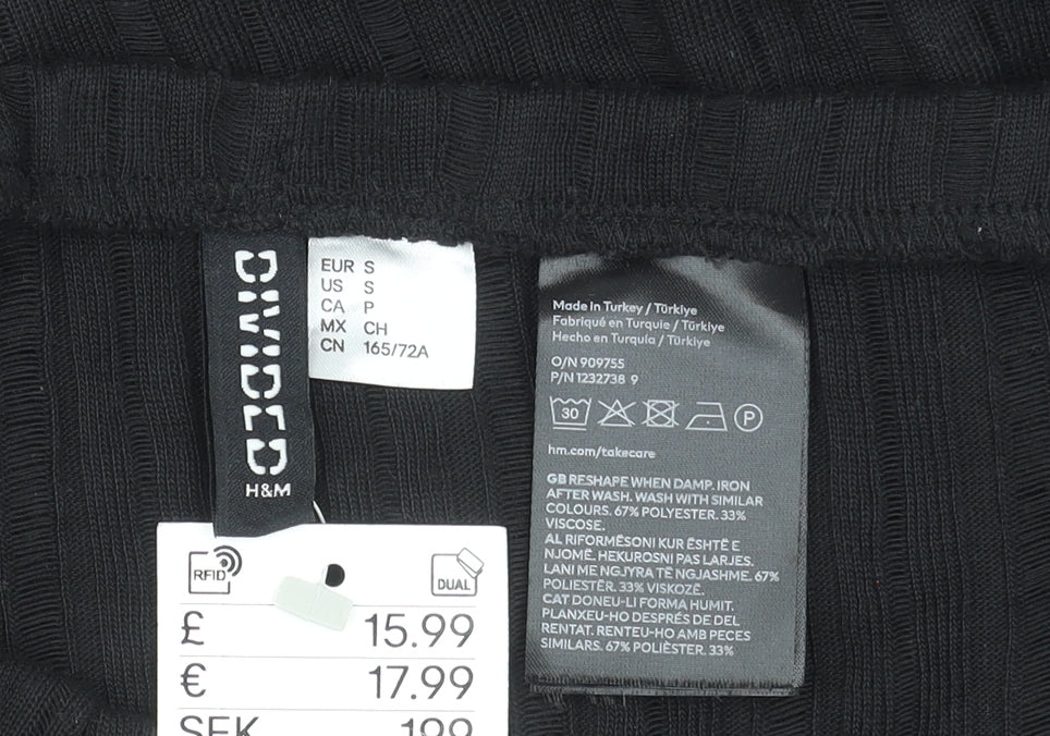 H&M Women’s Black Midi Ribbed Knit Straight Skirt Size S
