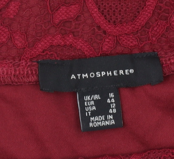 Atmosphere Women's Red Lace Off Shoulder Blouse Size 16