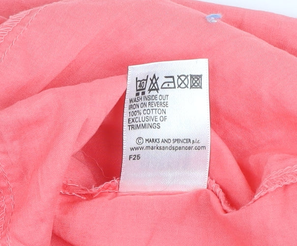 Marks and Spencer Women's Pink Embroidered Tunic Blouse UK 16