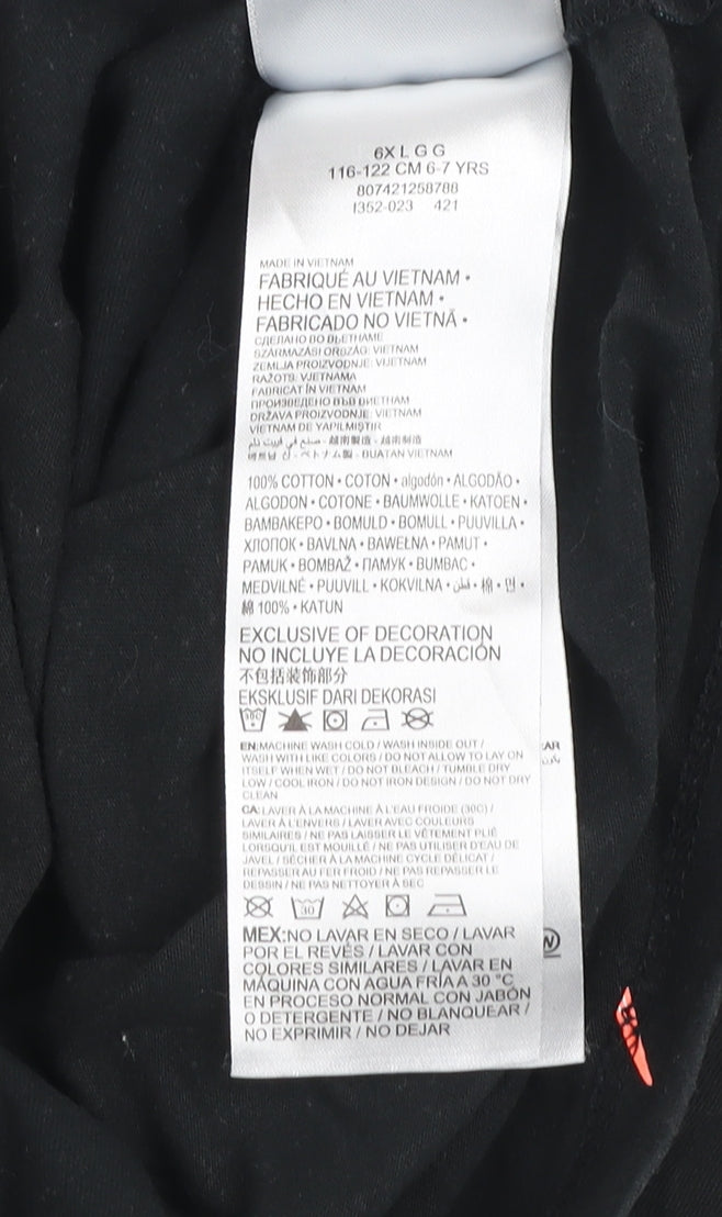 Nike Girls Black Cropped Logo T-Shirt 6-7 Years Cotton Short Sleeve