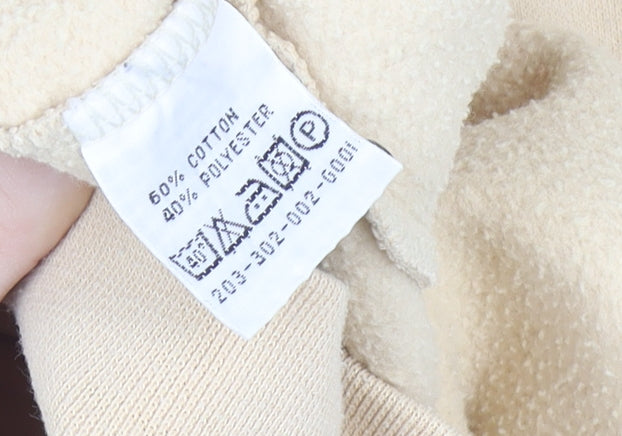 Paco Women Beige & Ivory Pullover Sweatshirt S/M Embroidered Logo Cotton Blend