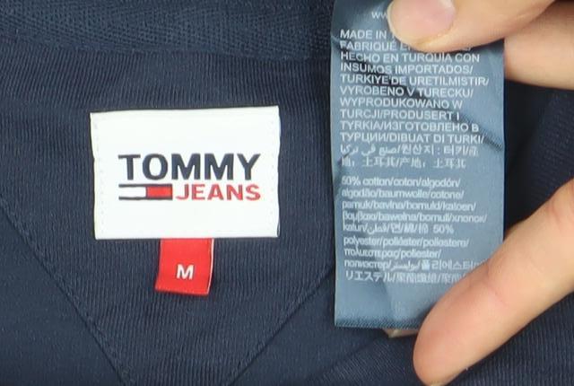 Tommy Jeans Women's Blue Long Sleeve Cropped T-Shirt Size M