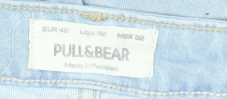 Pull&Bear Men’s Light Blue Slim Straight Denim Jeans Size 32