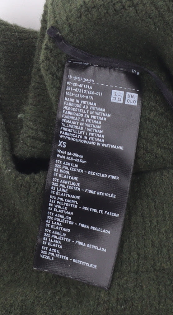 UNIQLO Womens Green A-Line Knit Skirt XS Wool Blend