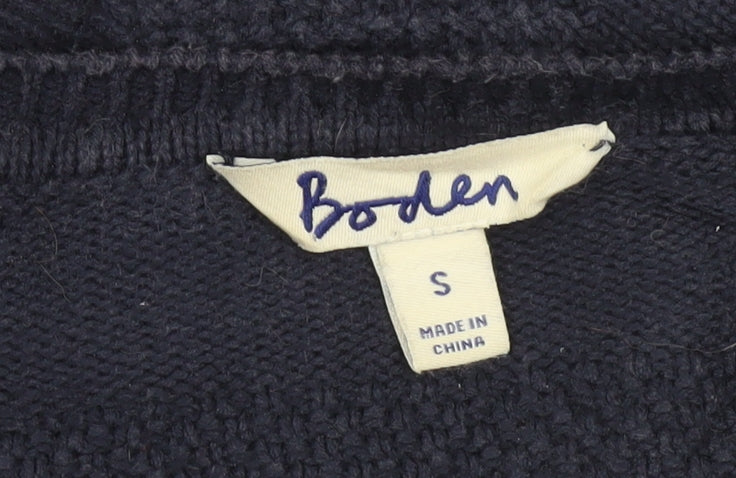 Boden Men’s Blue Cotton Crew Neck Textured Knit Jumper S