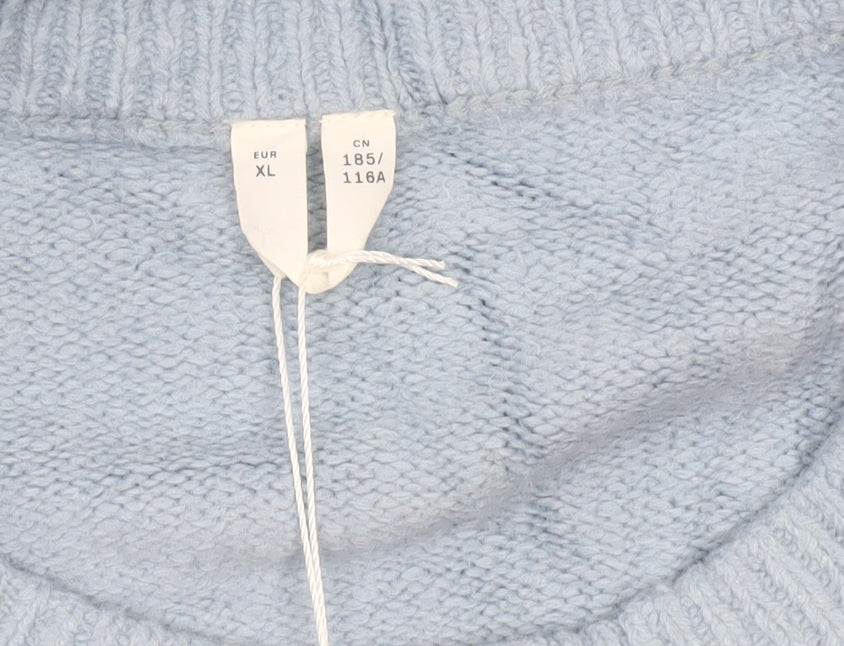 Women's Blue Cotton Blend Crew Neck Pullover Jumper Size 16