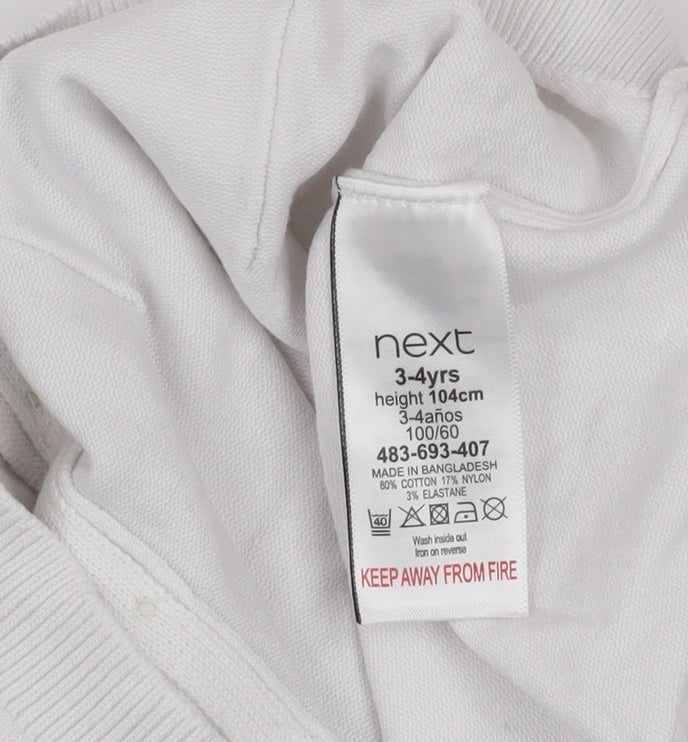 Next Girls Ivory Cotton Blend Button Cardigan 3-4 Years