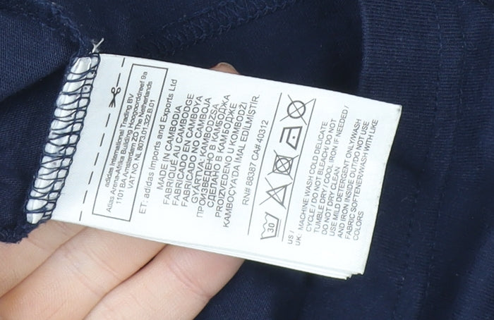 adidas Women Blue Short Sleeve Crew Neck Sports T-Shirt Size M