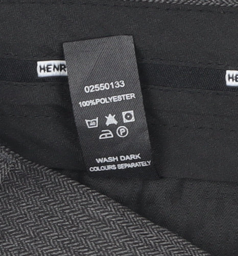 Henri Ross Men's Grey 38W 31L Classic Polyester Dress Trousers