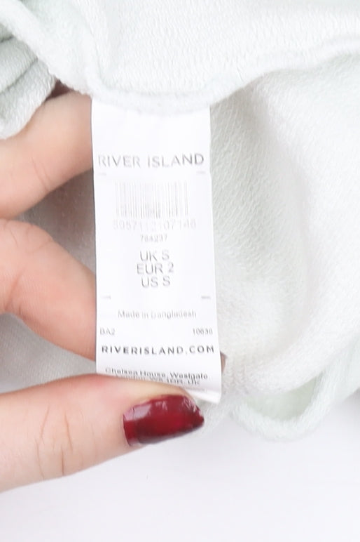 River Island Womens White Small Pullover Hoodie Casual Long Sleeve