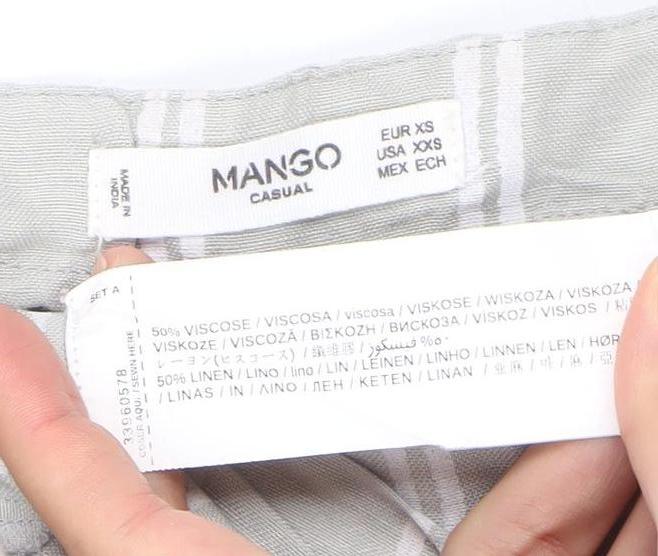 Mango Women Beige Striped Linen Viscose Tie Front Sleeveless Playsuit XS